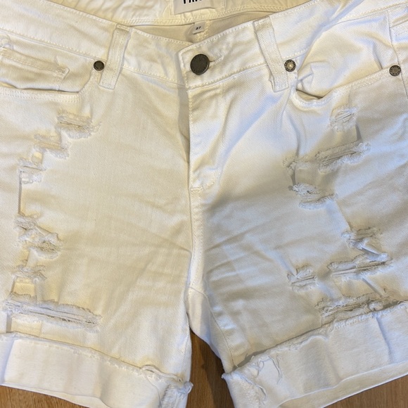 New Paige white denim jean shorts distressed destroyed sexy size 27 and 28 - Picture 3 of 4